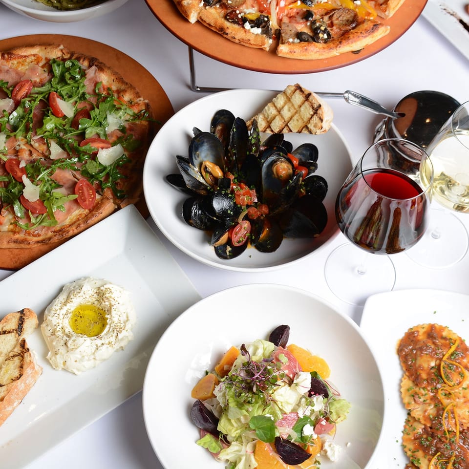 Italian dishes and wine at Mi Piace